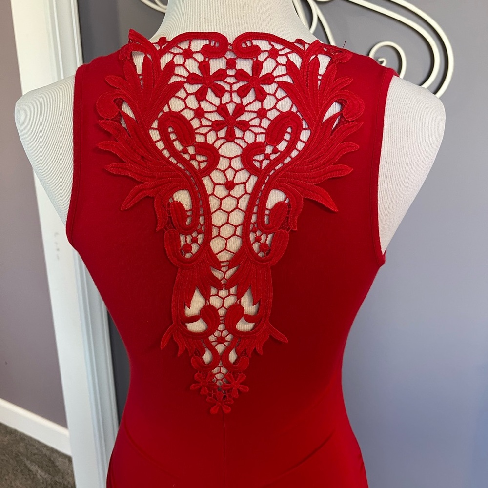 VENUS Red Laced Back Rouched Dress - Picture 2 of 5